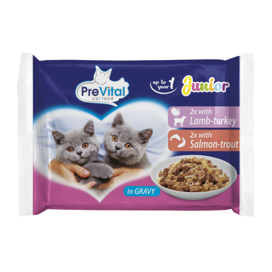 Prevital Junior 2x Lamb-Turkey + 2x Salmon-Trout In Gravy 400g