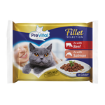 Prevital Cat Food Fillet 2x Beef + 2x Salmon In Gravy 85g