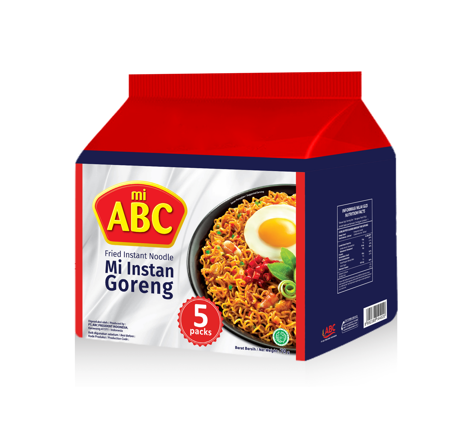 ABC Instant Fried Noodles 70g x 5 pack