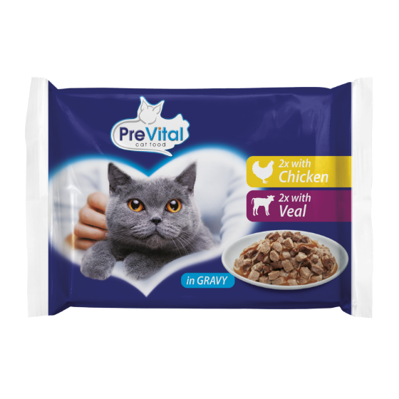 Prevital Cat Food 2x Chicken+2x Veal 400g