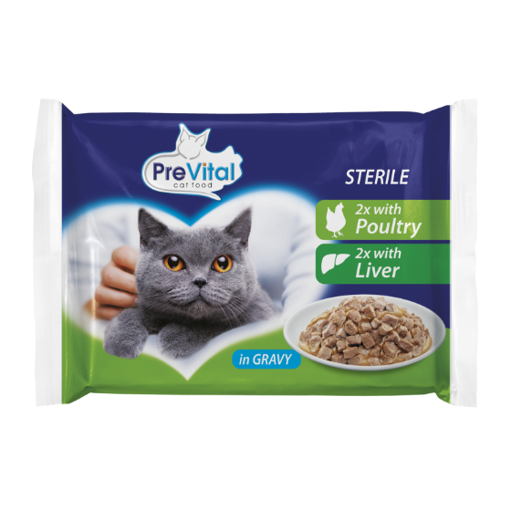 Prevital Cat Food 2x Poultry + 2x Liver In Gravy 400g
